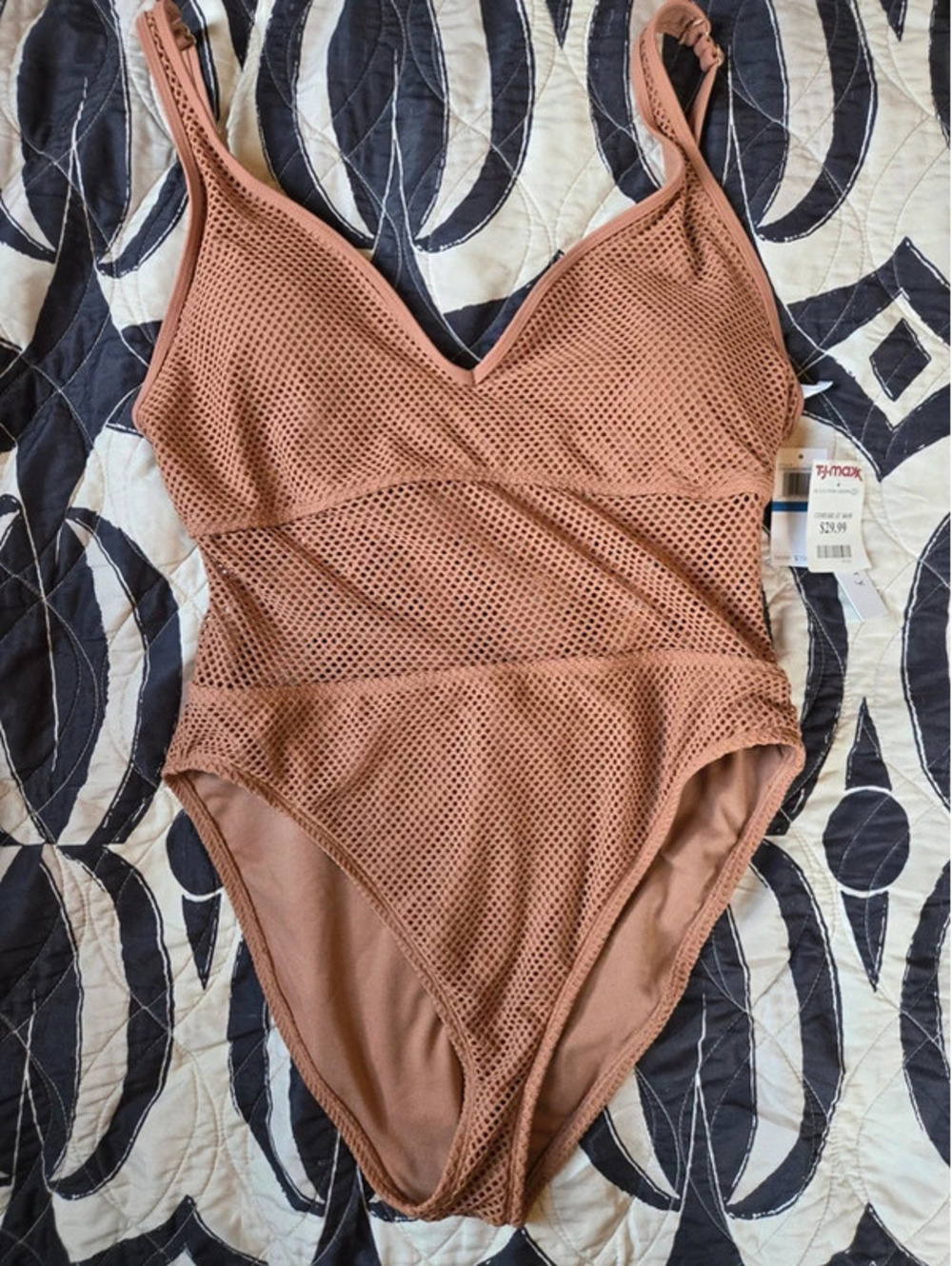 Sanctuary bronze brown mesh lined NWT bathing suit statement piece